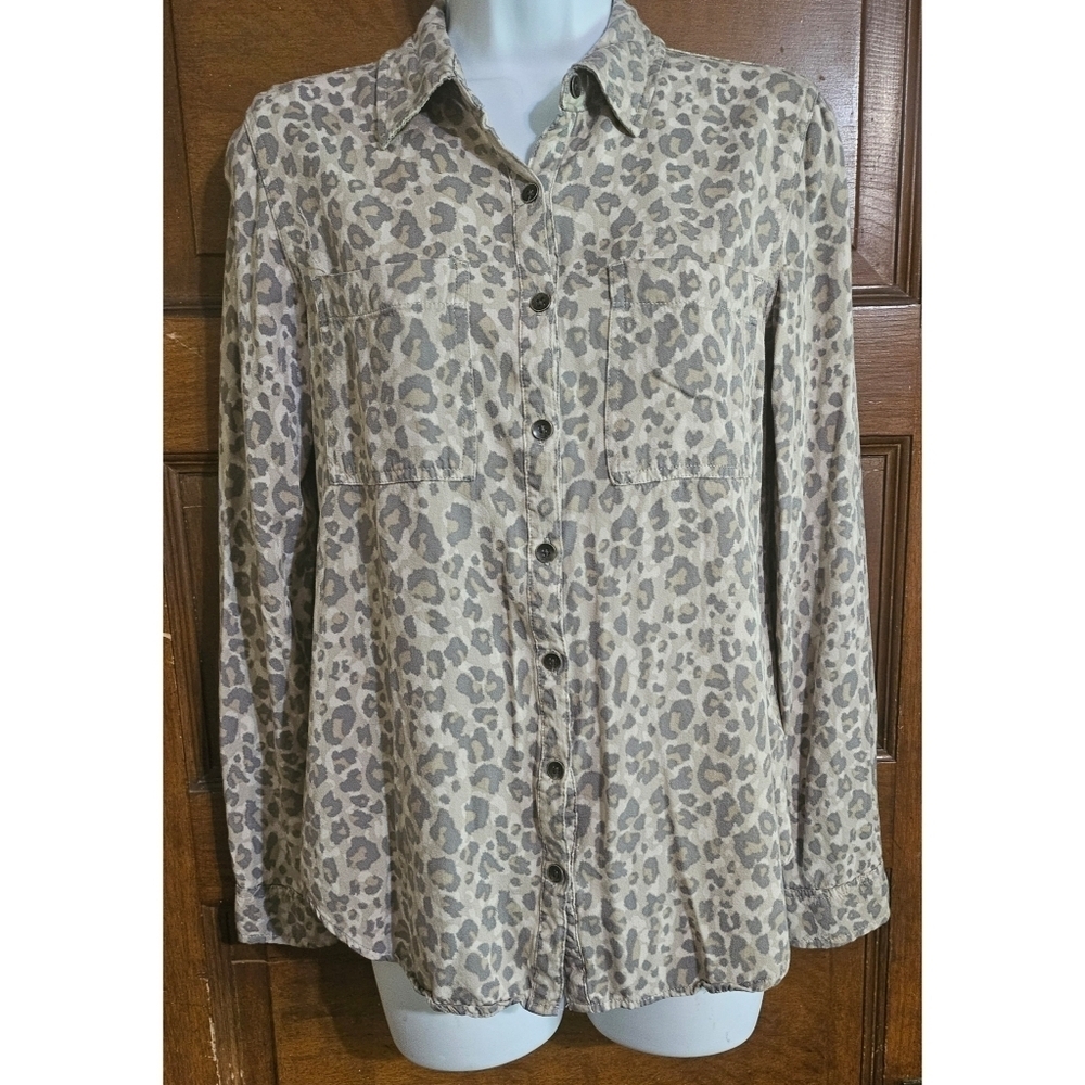 Maurices Leopard Print Button Down Utility Shirt